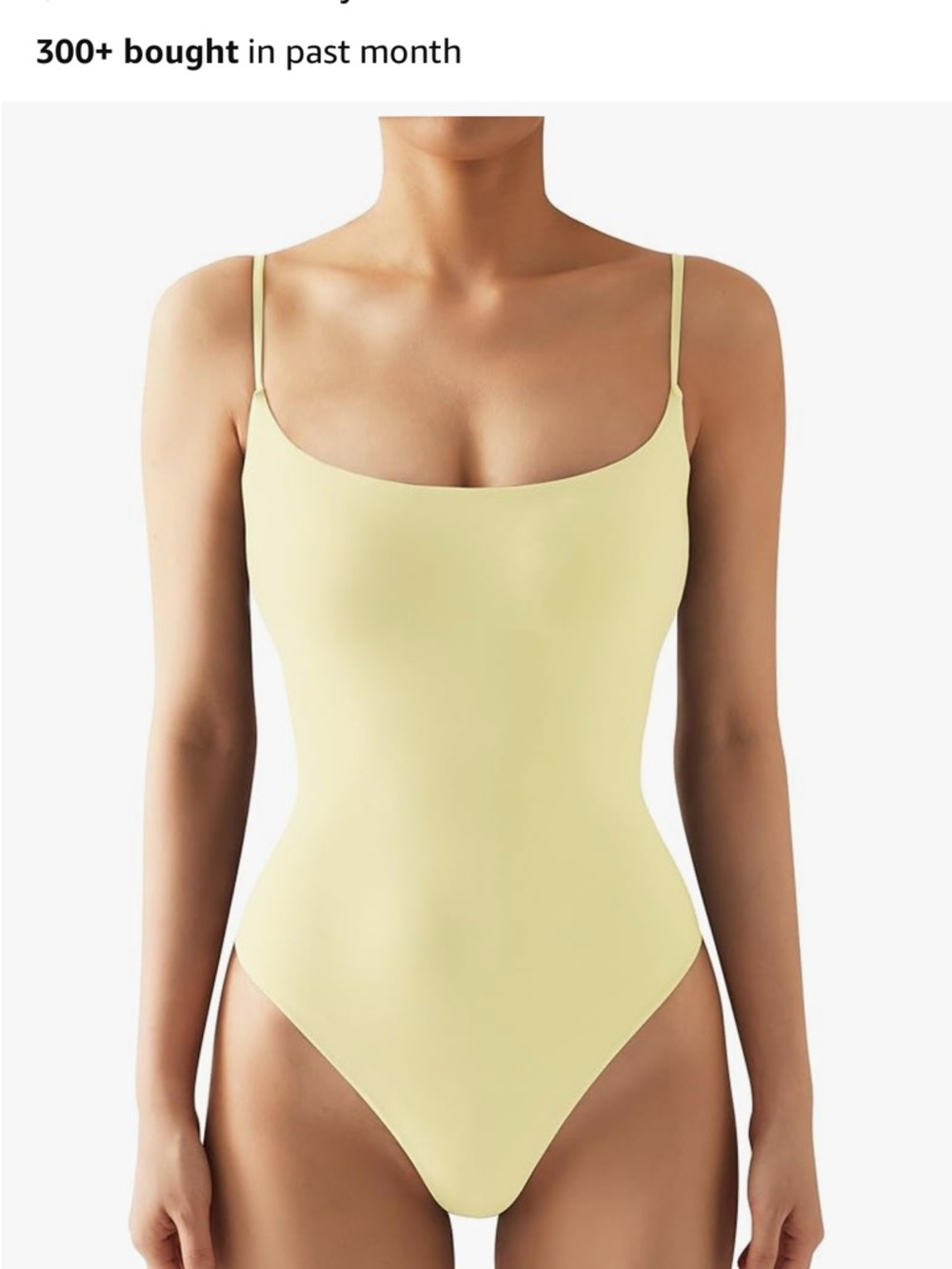 Light Yellow Scoop Neck Bodysuit for Women